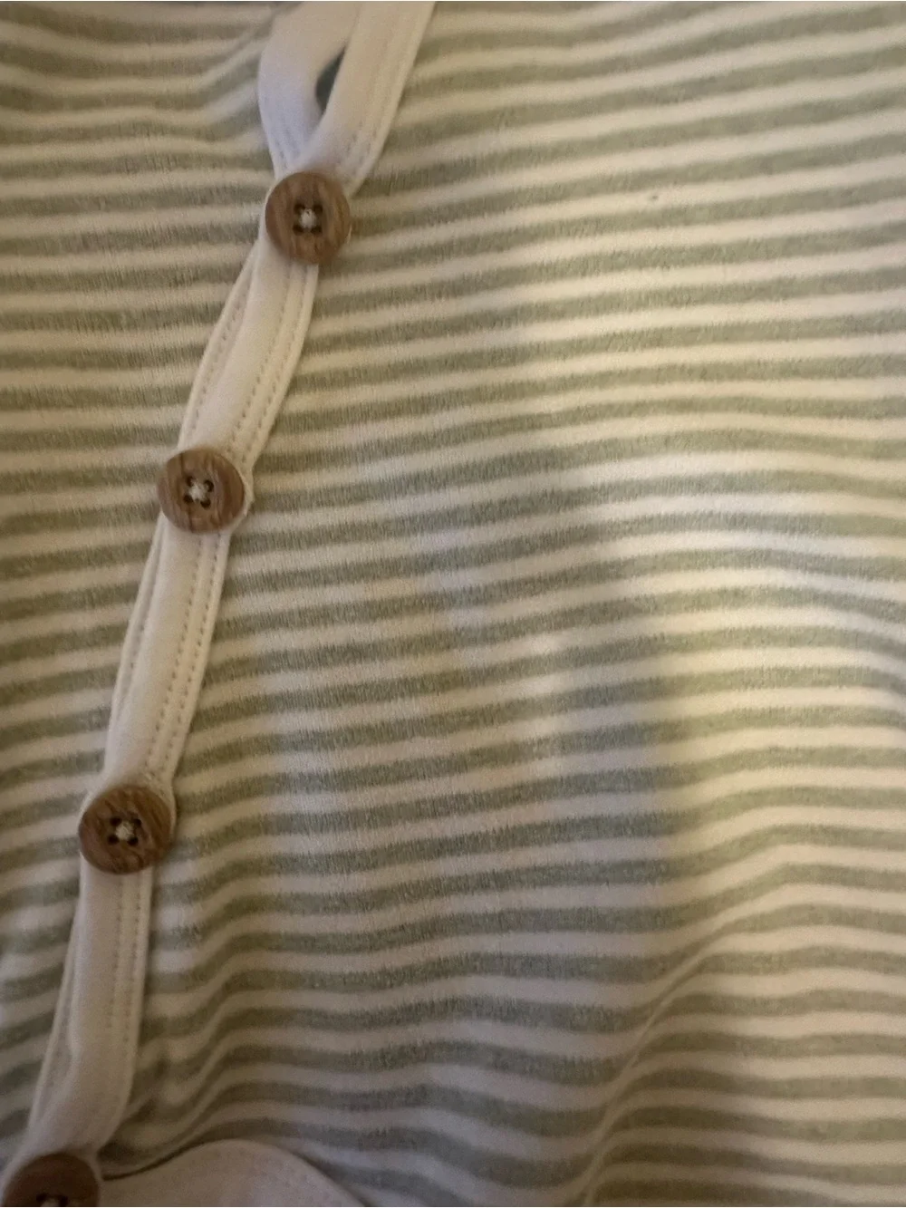 Neutral Stripe Long-Sleeve One-Piece Bodysuit in Cream and Sage